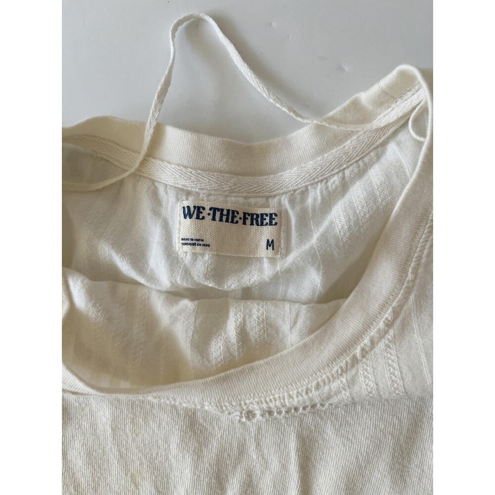 We The Free Shirt Womens M White Crew Neck Short Sleeve Sheer Crochet Lace Top - Picture 5 of 13